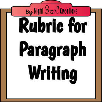 Preview of Rubric for Paragraph Writing