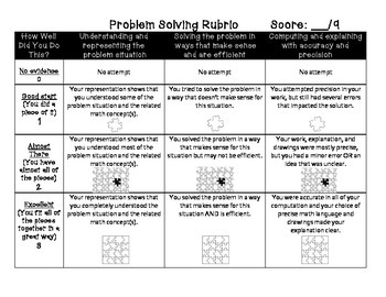 Preview of Rubric for Problem Solving