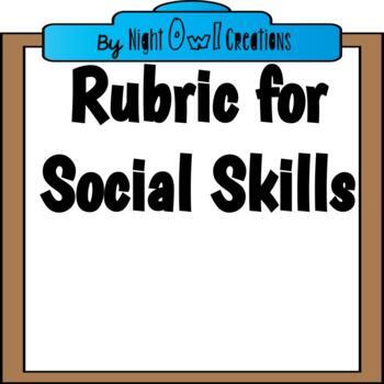 Preview of Rubric for Social Skills