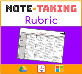 Preview of Rubric to Improve Students' Note-Taking Skills (pdf, Word, and Google)