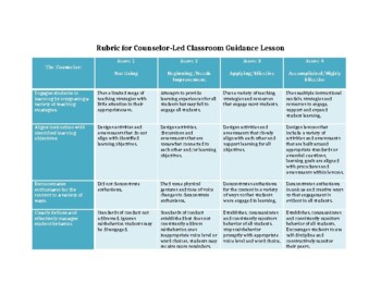 Preview of Rubric to Evaluate Counselor- Led Classroom Guidance Lessons