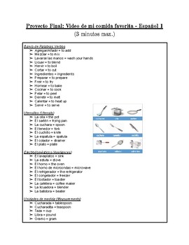 Preview of Proyecto: Video de comida + Rúbrica