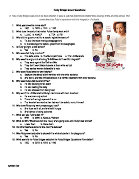 Preview of Ruby Bridges Movie Questions
