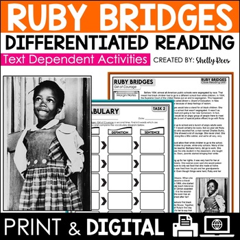 Preview of Ruby Bridges Activity and Reading Passages PRINTABLE and DIGITAL