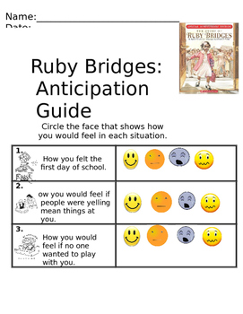 Preview of Ruby Bridges Anticipation Guide & After Reading Actvity