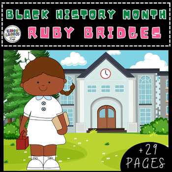 Preview of Ruby Bridges Black History Month Activities,Coloring Pages, Timeline,Word Search