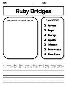 Preview of Ruby Bridges Character Traits