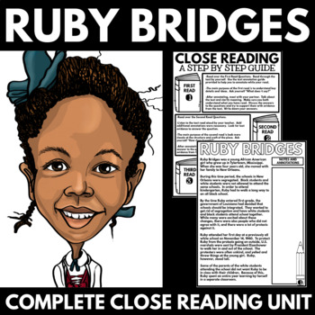 Preview of Ruby Bridges Close Reading Activity - Black History Month - Racial Segregation