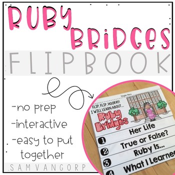 Preview of Ruby Bridges Flip Book (NO PREP) PLUS Colored Poster & Student Coloring Page