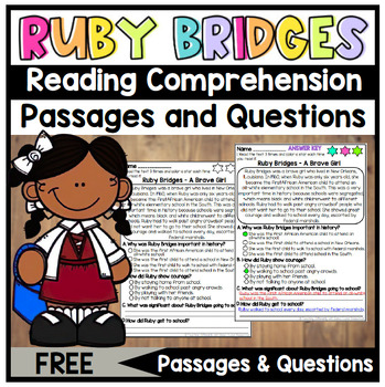 Preview of Ruby Bridges Free reading comprehension Passage & Questions