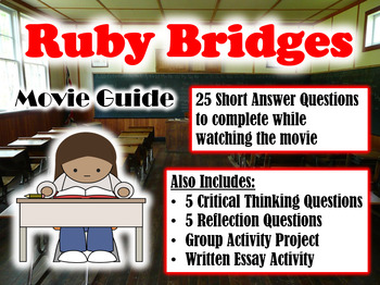 Preview of Ruby Bridges Movie Guide (1998) - Movie Questions with Extra Activities