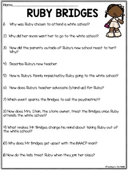 Ruby Bridges Movie Viewing Guide Worksheet For School Integration Civil Rights