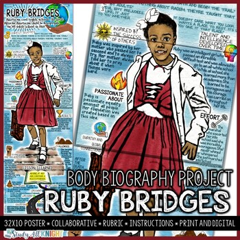 Preview of Ruby Bridges, Women's History, Black History Body Biography Project