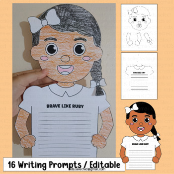 Preview of Ruby Bridges Writing Prompts Activities Black History Month Bulletin Board Craft