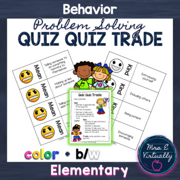 Preview of Rude, Mean, Bully Behavior Quiz Quiz Trade