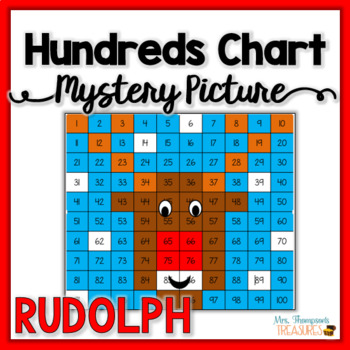 Preview of Free Rudolph Hundreds Chart Christmas Math Activities