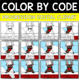 Rudolph Color by Code Progression Digital Clip Art CHRISTMAS