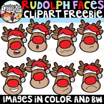 Preview of Rudolph Faces Clipart Freebie {Christmas Clipart}