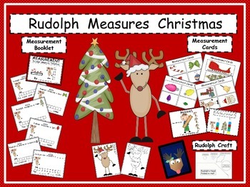 Preview of Reindeer Measures Christmas / Math / Craft / Booklet / Kindergarten