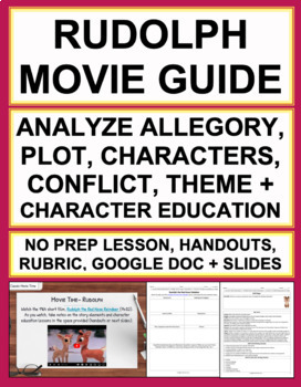 Preview of Rudolph Movie Guide | Character Education and ELA Analysis Christmas Activities