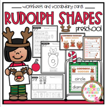 Preview of Rudolph Shapes Worksheets and Cards