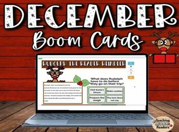 Preview of December Boom Cards Digital Task Cards Reading Comprehension