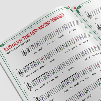 Preview of Rudolph the Red-Nosed Reindeer Christmas Music Boomwhackers (Color Coded Notes)