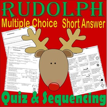 Preview of Rudolph the Red-Nosed Reindeer Christmas Reading Quiz Tests & Story Sequencing