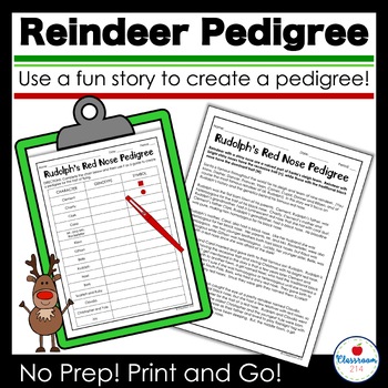 Rudolph's Red Nose Pedigree Worksheet by Classroom 214 | TpT