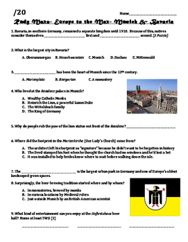 Preview of Rudy Maxa Munich and Bavaria Video Worksheet