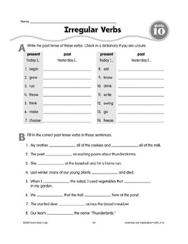 Rule 10: Irregular Verbs by Evan-Moor Educational Publishers | TpT