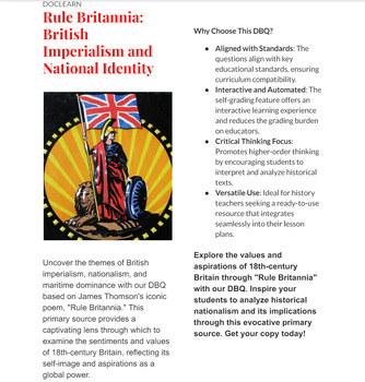 Preview of Rule Britannia: British Imperialism and National Identity DBQ NO PREP/SELF GRADE