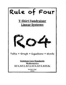 Preview of Rule of Four:TShirt Fundraiser 8.EE 8.F Common Core Linear System