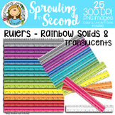 Ruler Clipart {Inches & Centimeters} - Rainbow Solids & Tr