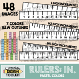Rulers Clip Art: Inches (Pastel Colors)