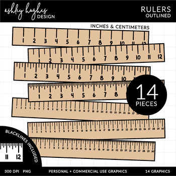 Preview of Rulers Clipart - Outlined