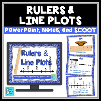 Preview of Line Plots and Rulers PowerPoint Lesson, Notes, & Game