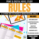 Rules Book Unit: Hybrid Novel Study Bundle for Rules by Cy