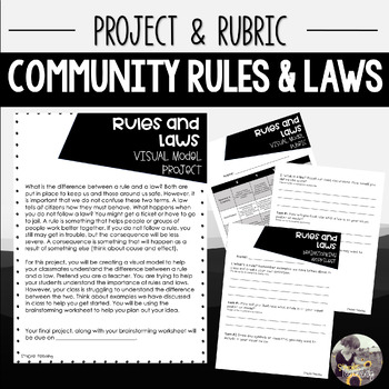 Preview of Rules & Laws Project & Rubric | Community | Government