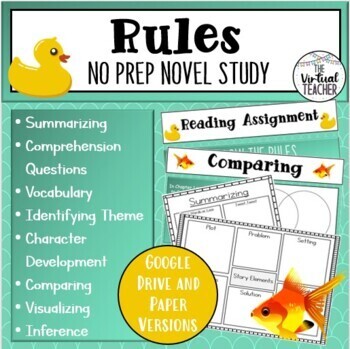 Preview of Rules - Novel Study (Book Club) - Online/Digital + Paper Versions
