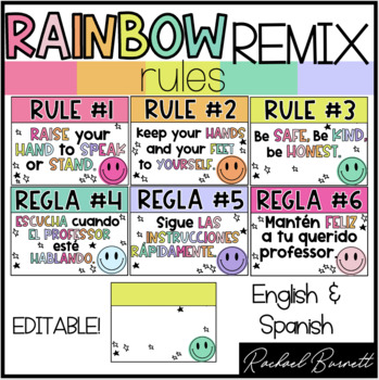 Preview of Rules // Rainbow Remix Bundle 90's retro classroom decor