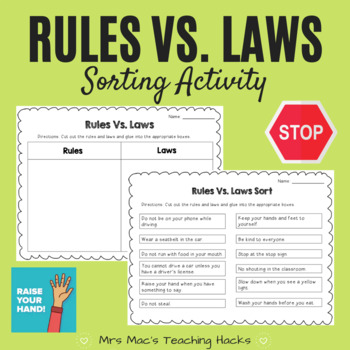Preview of Rules Vs. Laws Sorting Activity