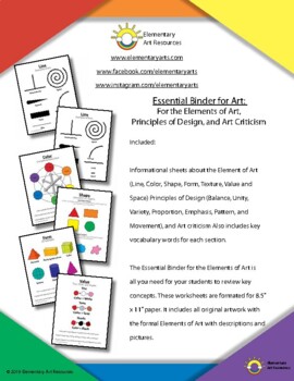 Preview of Rules and Guidelines for Art - Elements of Art and Principles of Design Handout