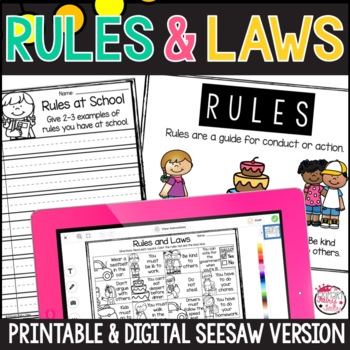 Preview of Rules and Laws Activities: Printable and Digital Version
