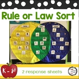 Rules and Laws Activities Sorting Cards First Grade Back t