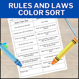 Rules and Laws Color Sort, Social Studies/Communities Work