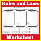 Rules and Laws | Kindergarten 1st 2nd 3rd Grade |  Workshe