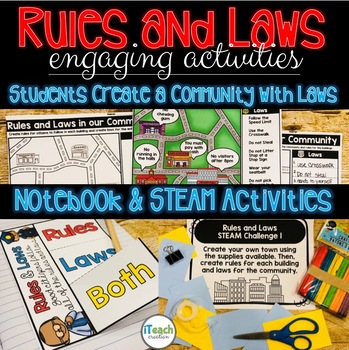 Preview of Rules and Laws Interactive Notebook and STEAM Activities Social Studies Unit