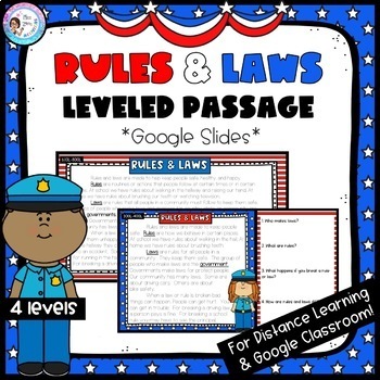 Preview of Rules and Laws - Leveled Passage & Questions (Digital) - For Google Classroom