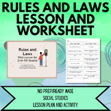 Rules and Laws Slides and Worksheet, Social Studies No Pre